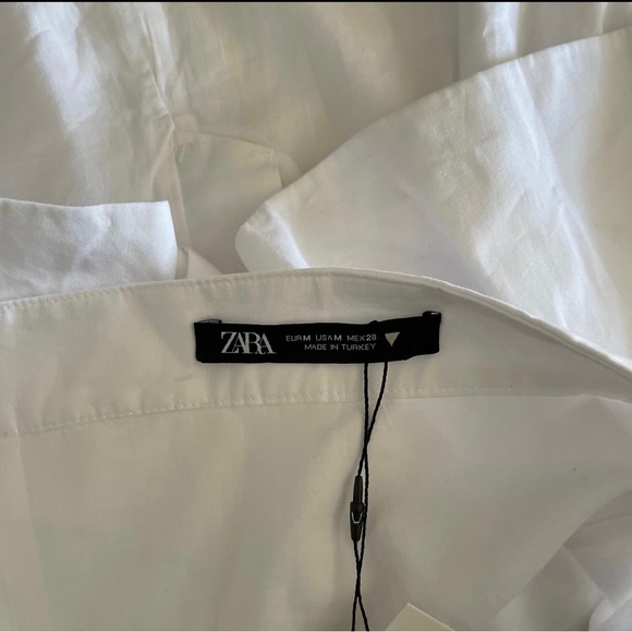 White Gabardine Strapless Bustier Zara Peplum Blouse Top - Picture 11 of 11